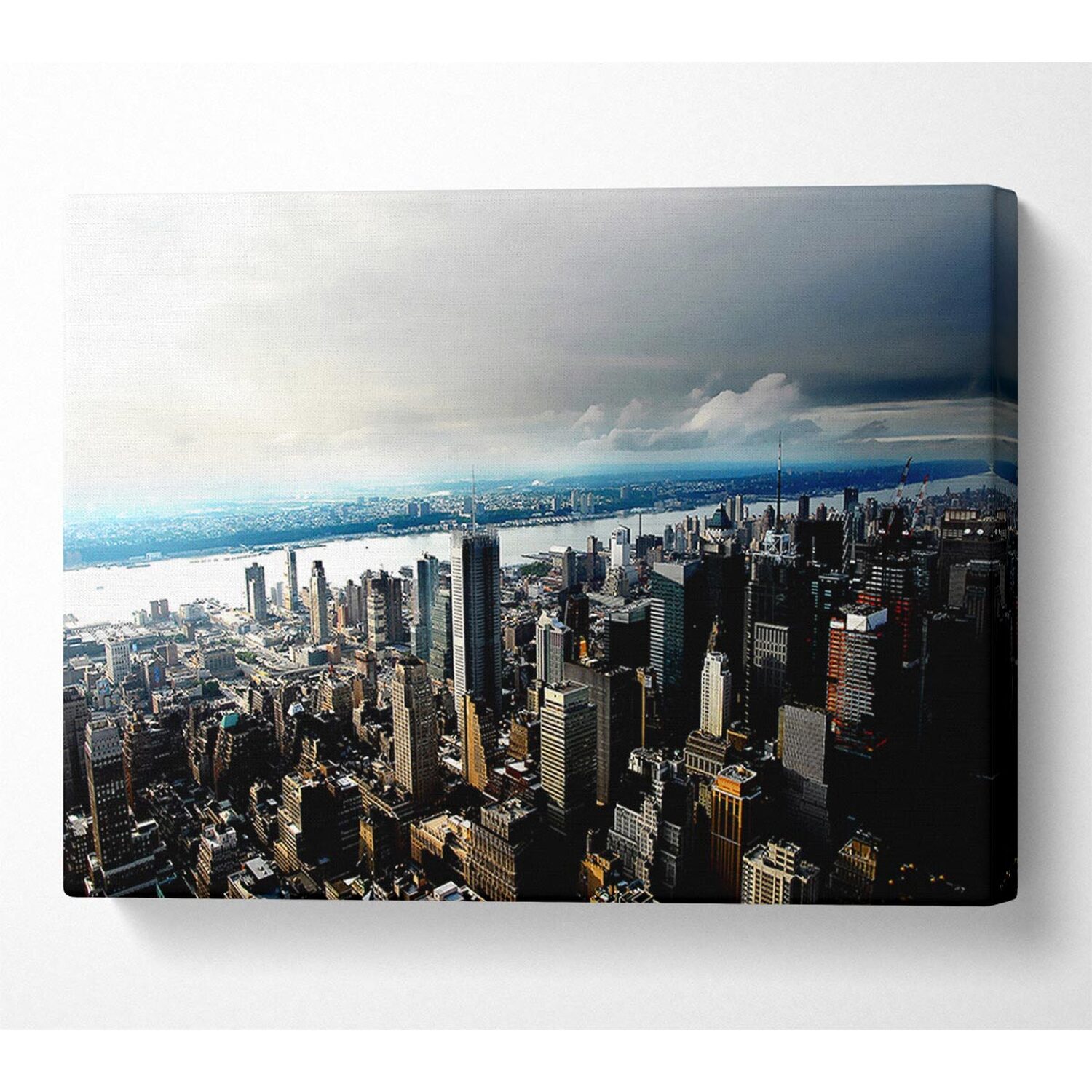 Wallart-Direct - New York City Hudson River Canvas Print Wall Art - Yellow / 101.6cm thumbnail