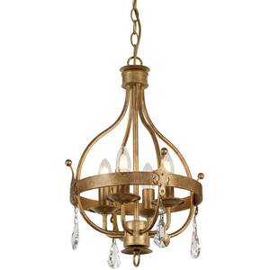 Windsor 4 Light Cage Pendant - Gold Patina, E14