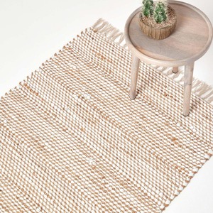 Homescapes Horizon Neutral Chevron Hemp Chindi Rug