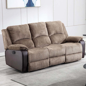 Postana Manual High Back Jumbo Cord Fabric Recliner 3 Seater Sofa