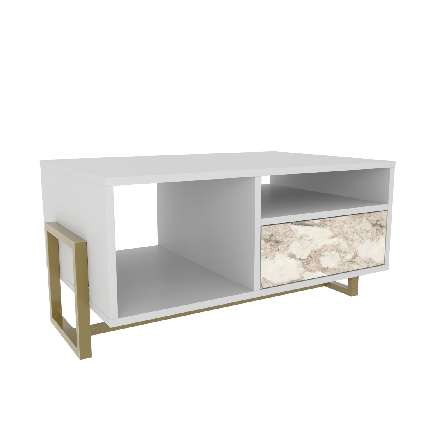 Utopia Coffee Table - White Marble Effect And Gold