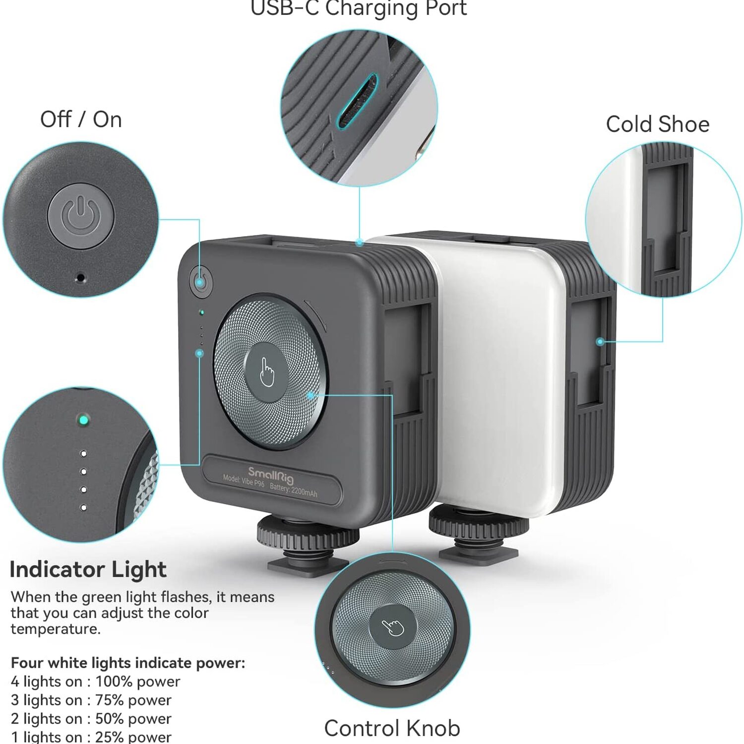 LED Portable Video Camera Light with 2200mAh Battery