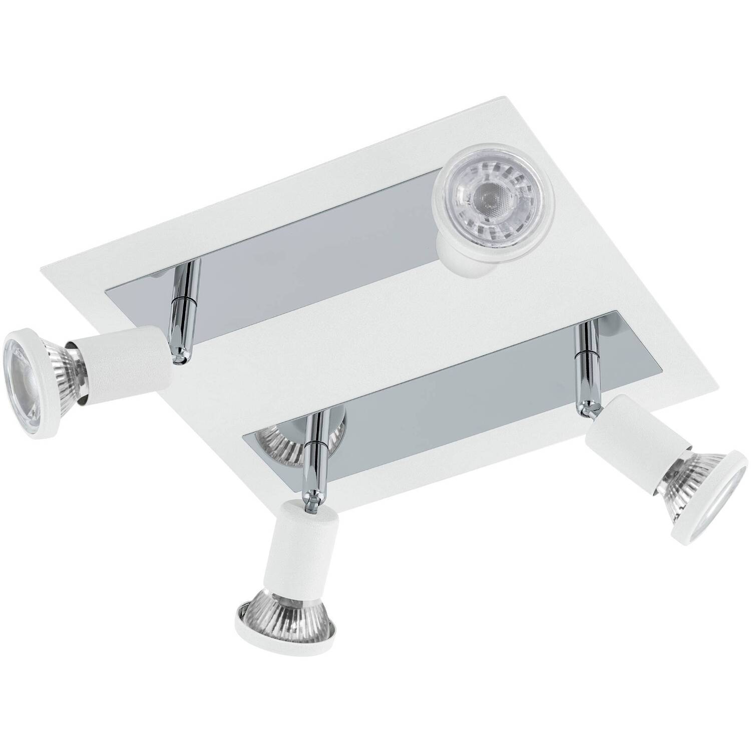 Eglo Sarria Ceiling 4 Light Spotlight - Square White And Chrome - White Chrome