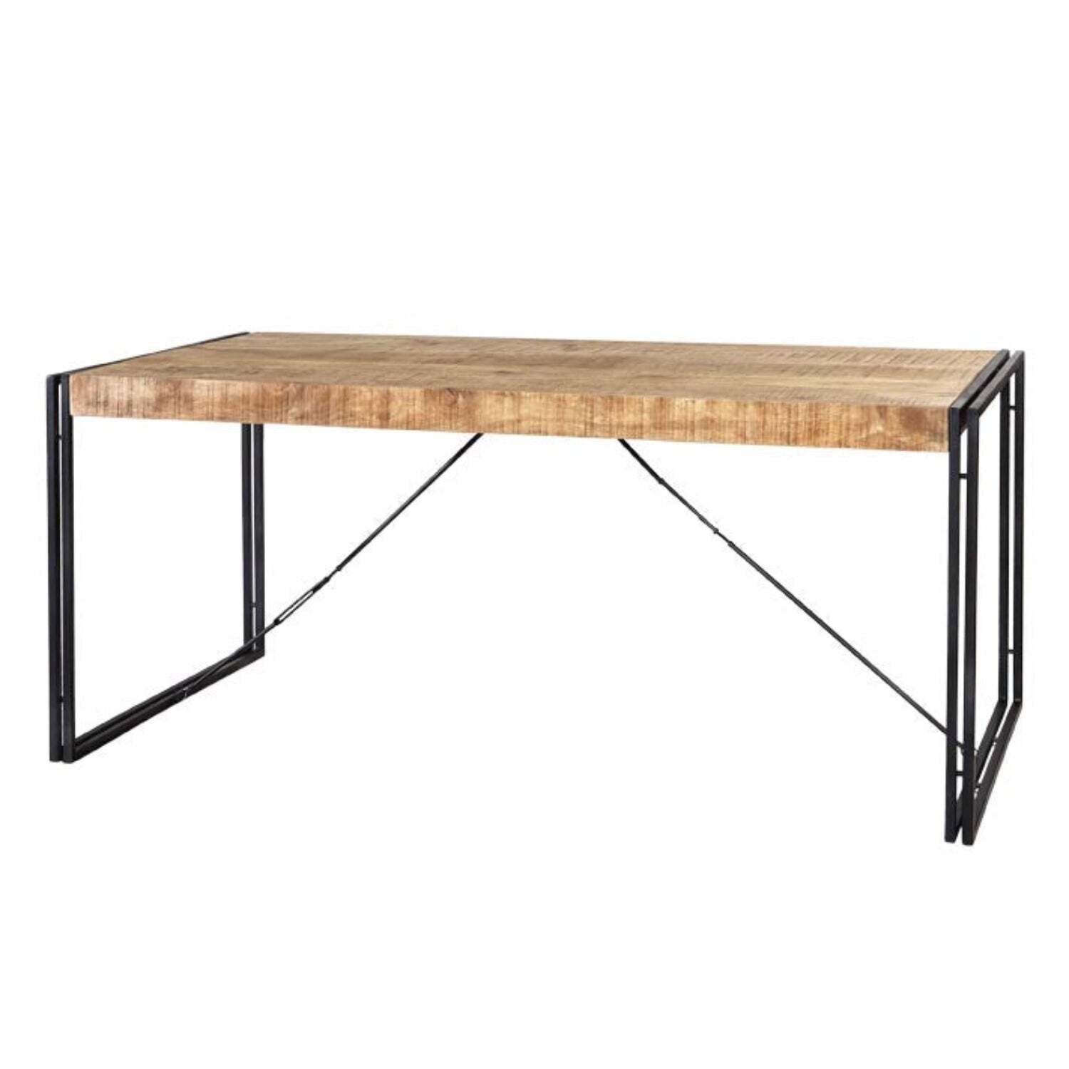 Upcycled Industrial Vintage Mintis Dining Table Set With 6 Chairs - Light Wood