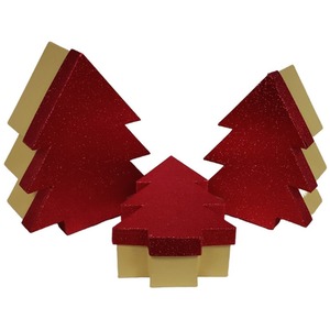 Red Glitter Christmas Tree Gift Boxes Set of 3 Nestable Xmas Gift Boxes
