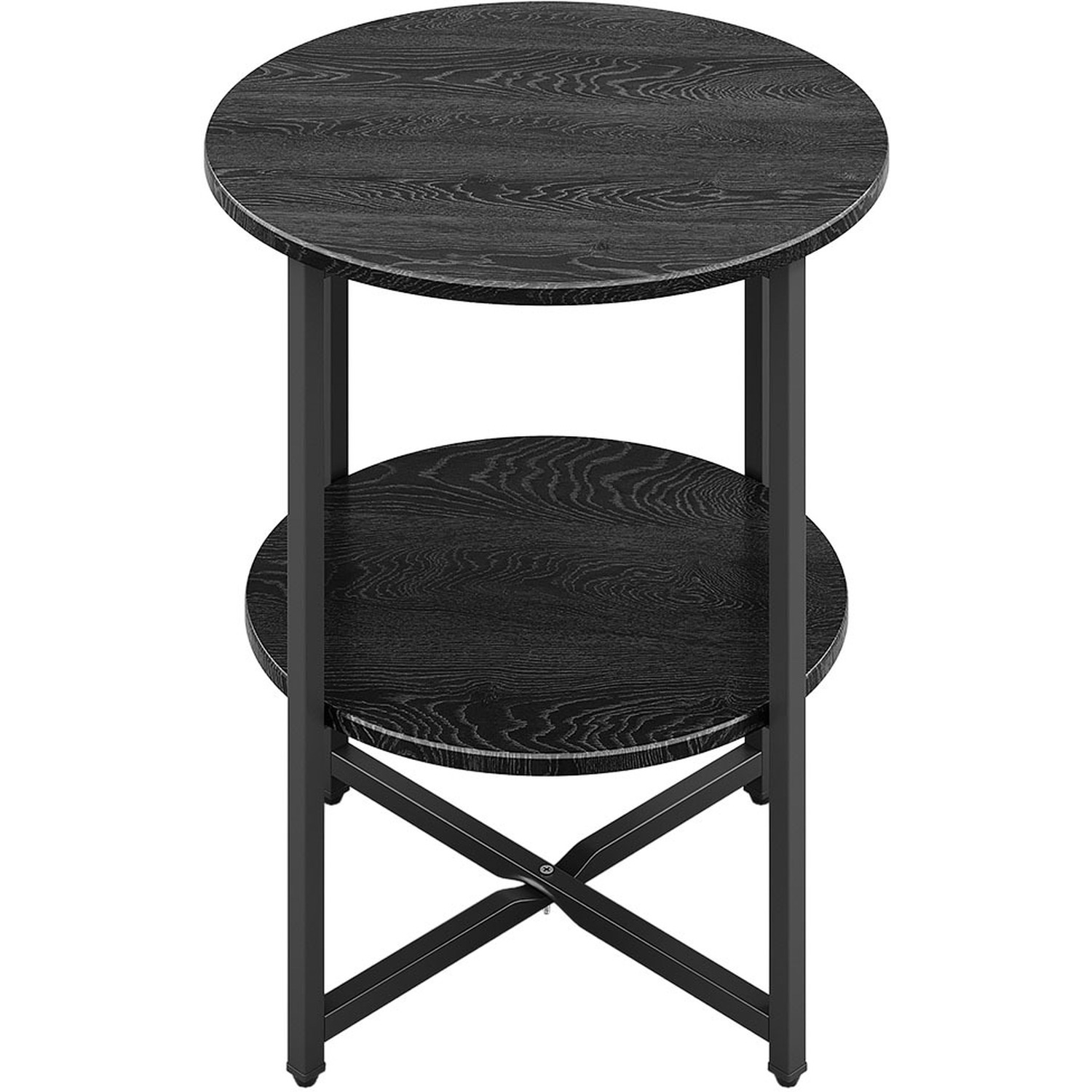 Minimalist 2-tier Small Round Coffee Table - Black