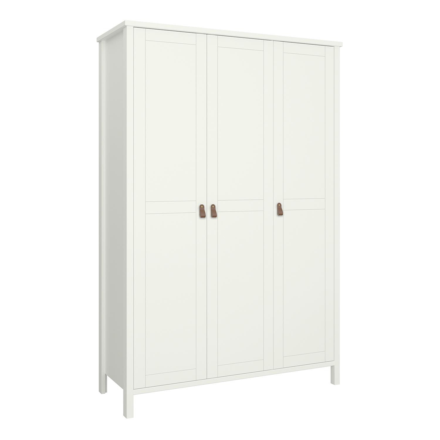 Furniture To Go - Tromso 3 Door Wardrobe With Leather Handles - White thumbnail