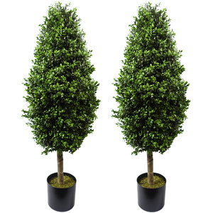 Pair of Buxus Ball Cone Artificial Tree UV Resistant Outdoor