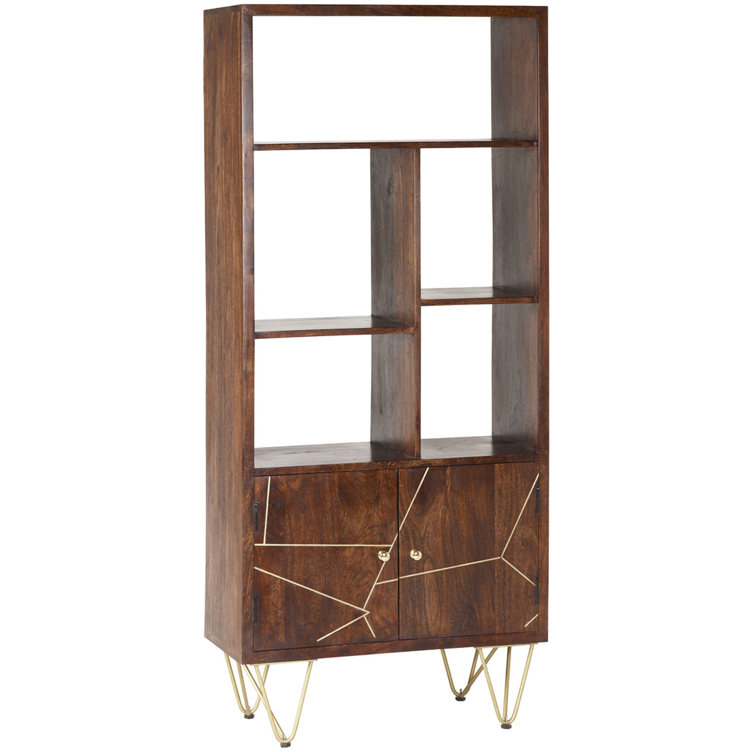 Dark Gold Large Bookcase 2 Door - Brown