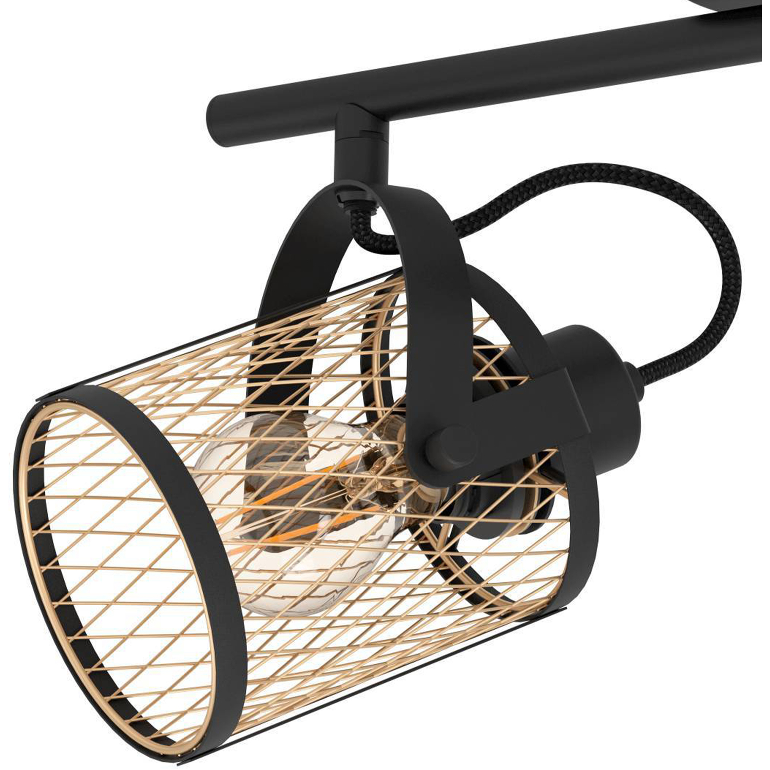 Eglo Dellow 2 Black Steel Lattice Style Adjustable Spotlight - Black