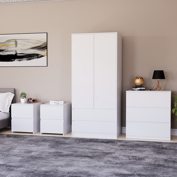 Denver Bedroom Set (2 Drawer Bedside (x2), 3 Drawer Chest, 2 Door Wardrobe)