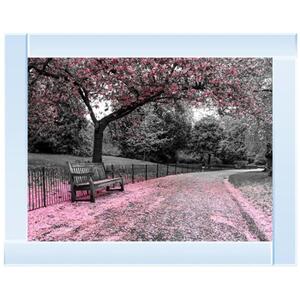 Park Bench Pink Glitter Liquid Wall Art Decor