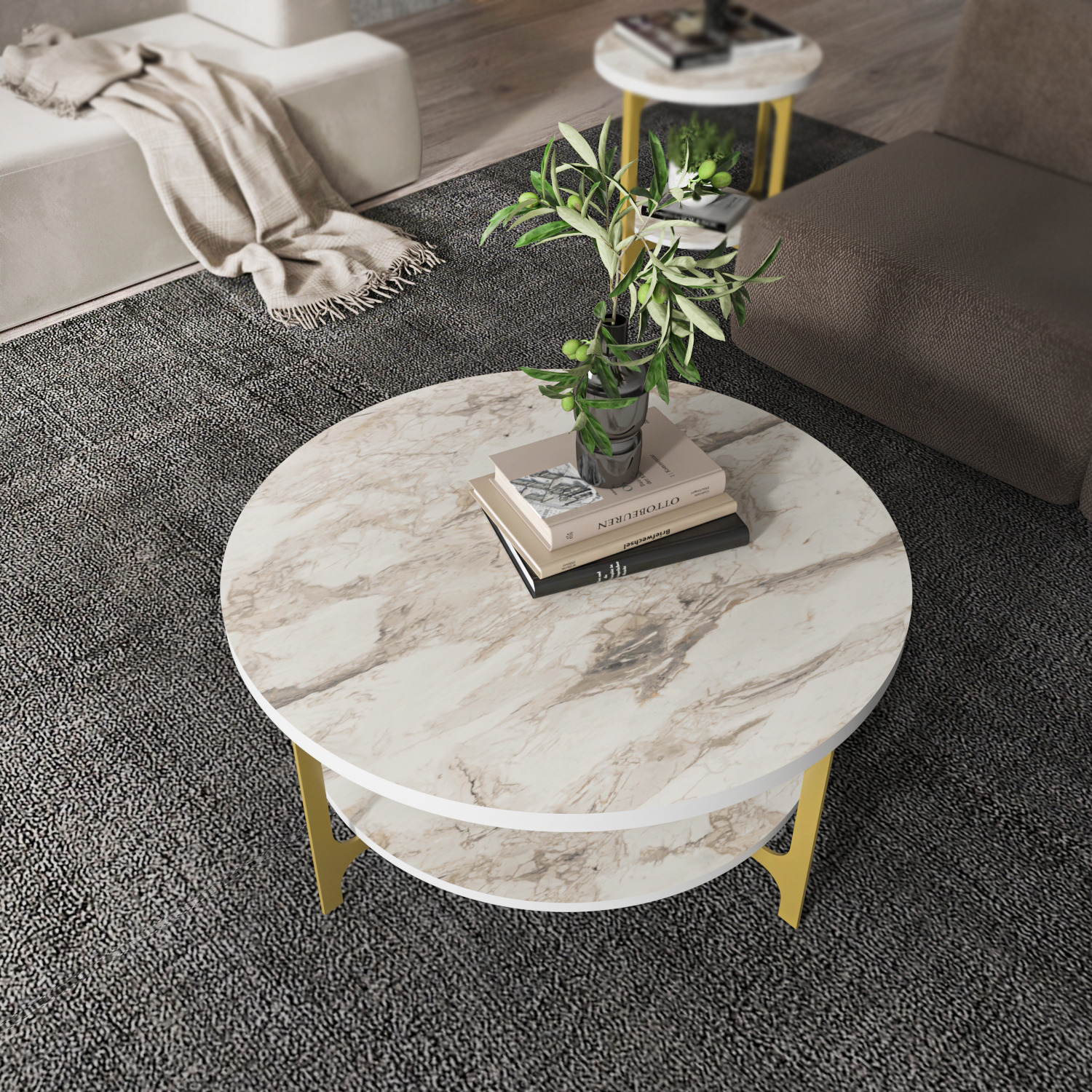 Versy Coffee Table - Marble And Gold
