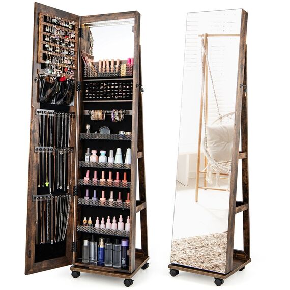 Swivel Jewellery Cabinet Lockable Jewellery Armoire