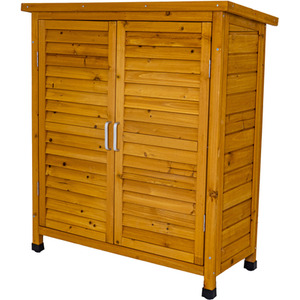 Dark Brown Wooden Garden Storage Tool Shed with Internal Shelves Fir Wood Louvre Door shot 6281800