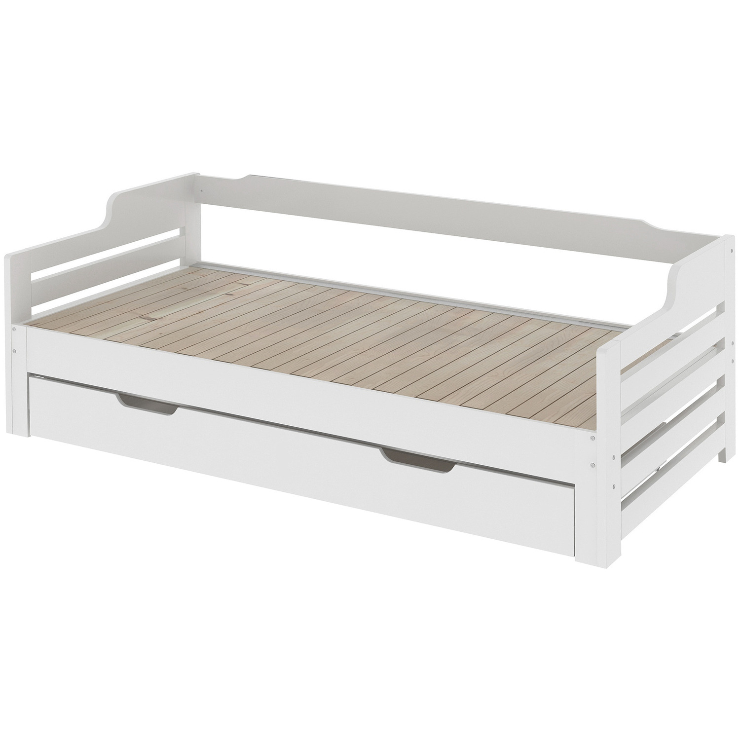 Daybed Trundle And Drawer Cabin Bed Single Guest Bed Sofa Bed - White