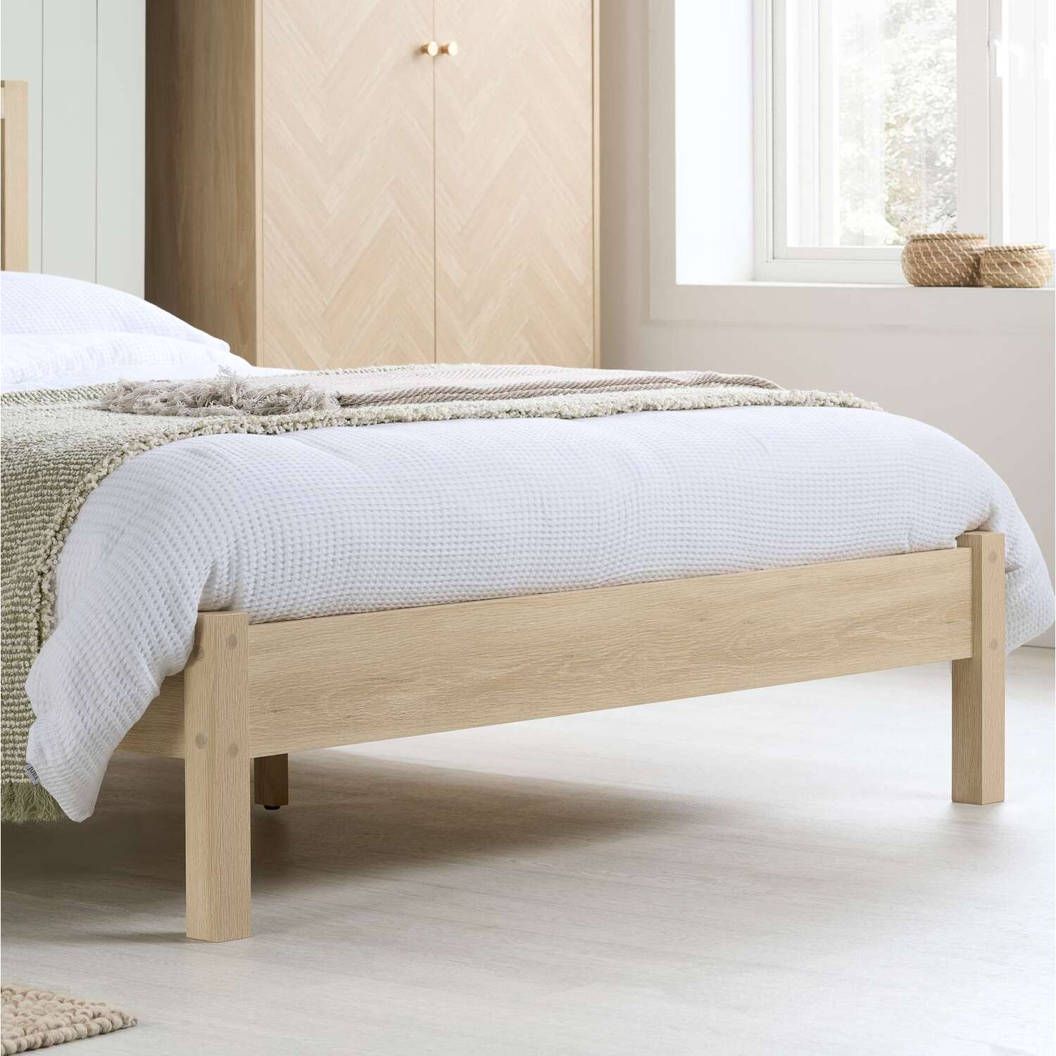 Oak Brown Wooden Bed Frame Birlea Herringford - Oak Double