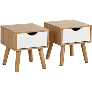 Oak & White Boden Pair 1 Drawer Bedside Table Storage Units shot 7637993