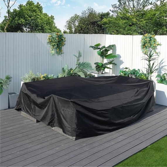 Abrihome 600D Garden Table and Chairs Set Covers- Black