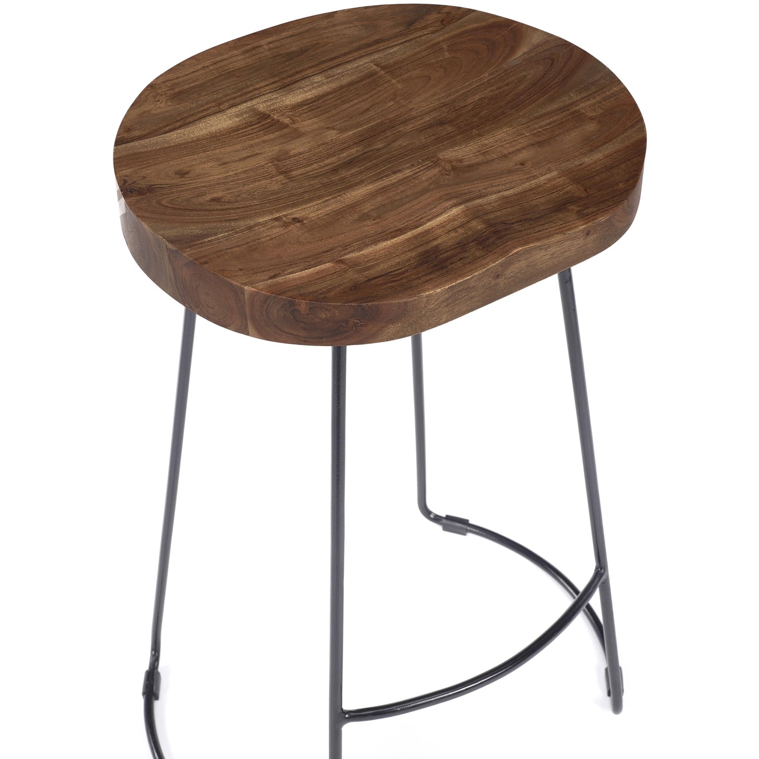 Solid Wood Dark Oak Finish Kitchen Breakfast Bar Stool - Brown