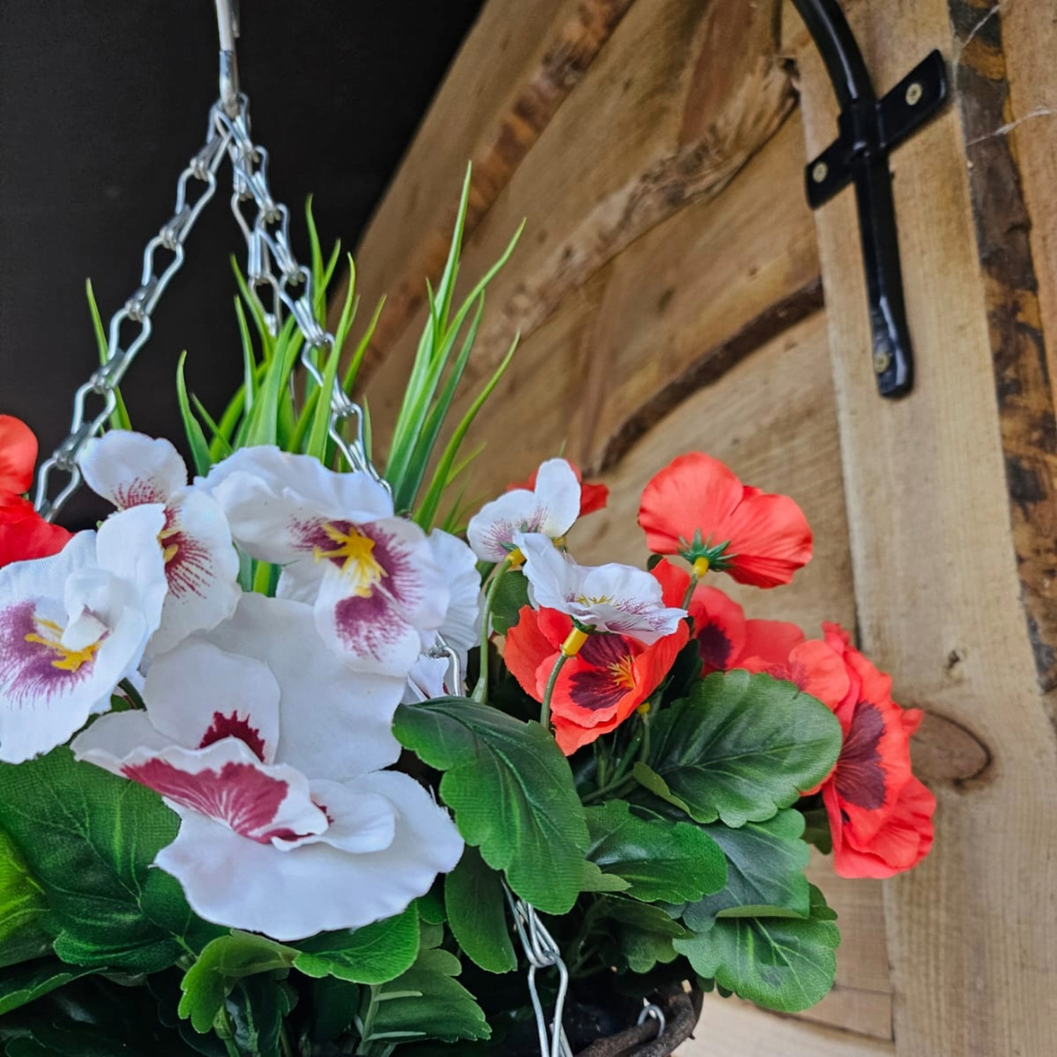 Best Artificial Pansy Hanging Basket - Red