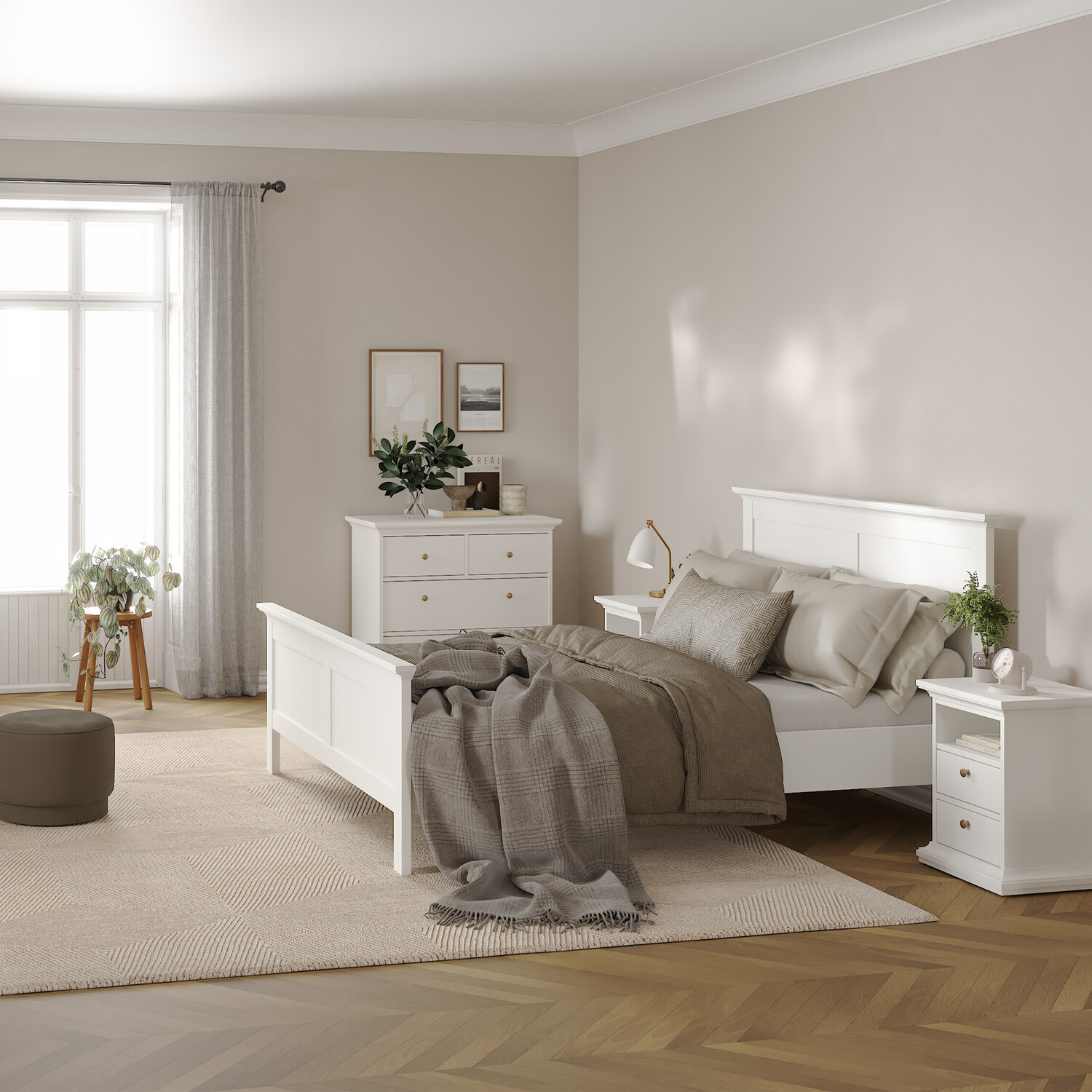Furniture To Go Paris Double Bed (140 X 200) In White - White - Image 4