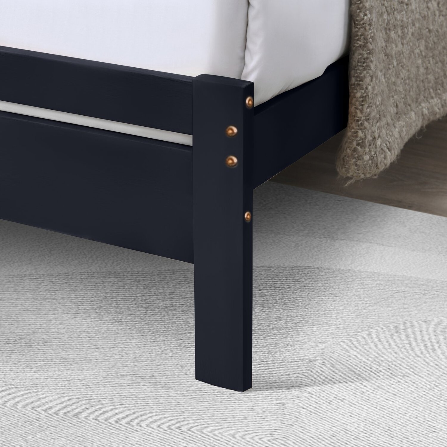 Declan Solid Wood Bed Frame - Dark Grey Single