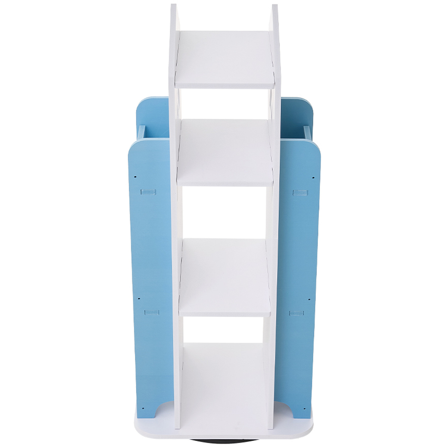 4-tier Compact Swivel Bookcase Rotating Storage Shelf For Kids - White Blue