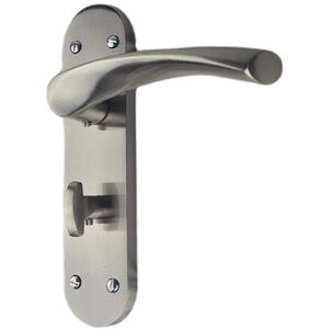 Astrid Bathroom Door Handles On Backplate Satin