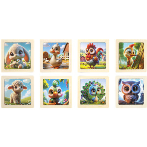 Kidkid Wooden Educational Jigsaw Puzzles with Cartoon Animal Designs