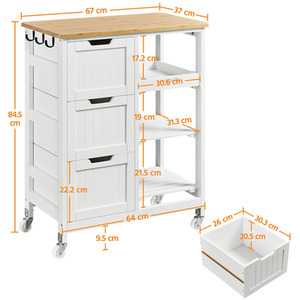 White Yaheetech Kitchen Island Serving Cart with Storage shot 9627067