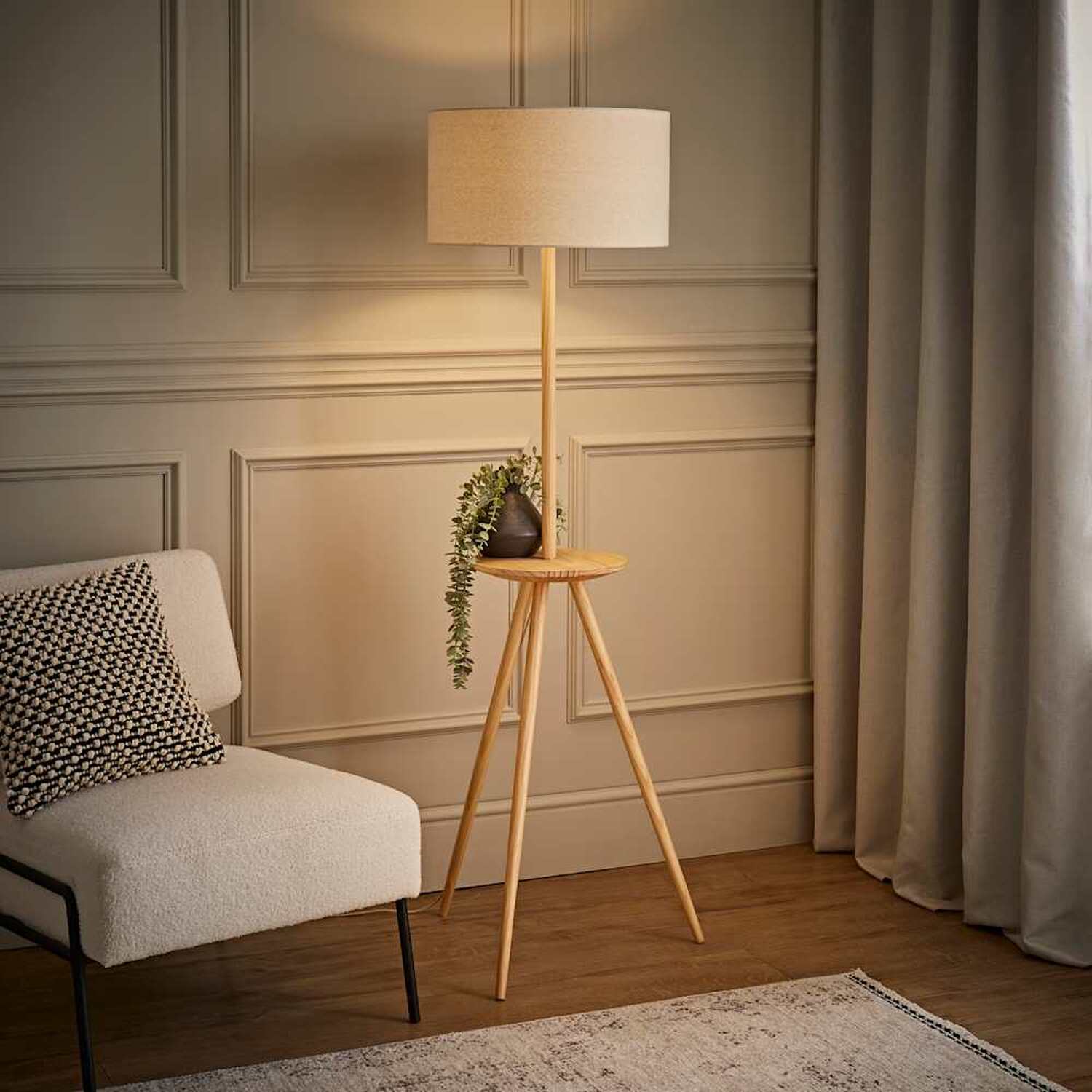 Image of Desmond Side Table Wooden Tripod Floor&hellip;
