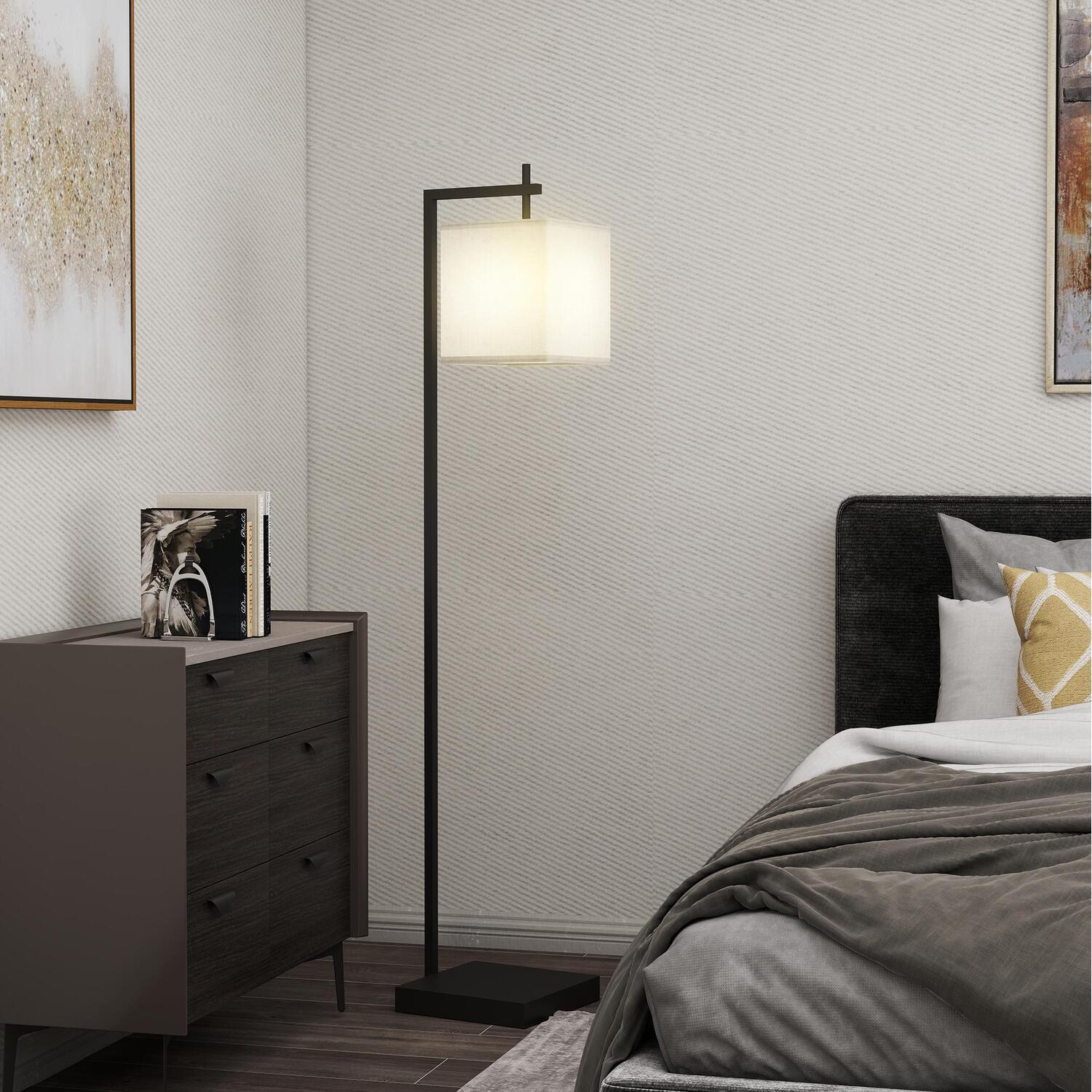 HOMCOM 66" Modern Floor Lamp for Living Room with 10 Brightness Levels - Black
