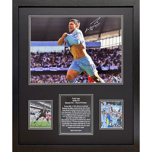 Sergio Aguero Signed and Framed Manchester City photo
