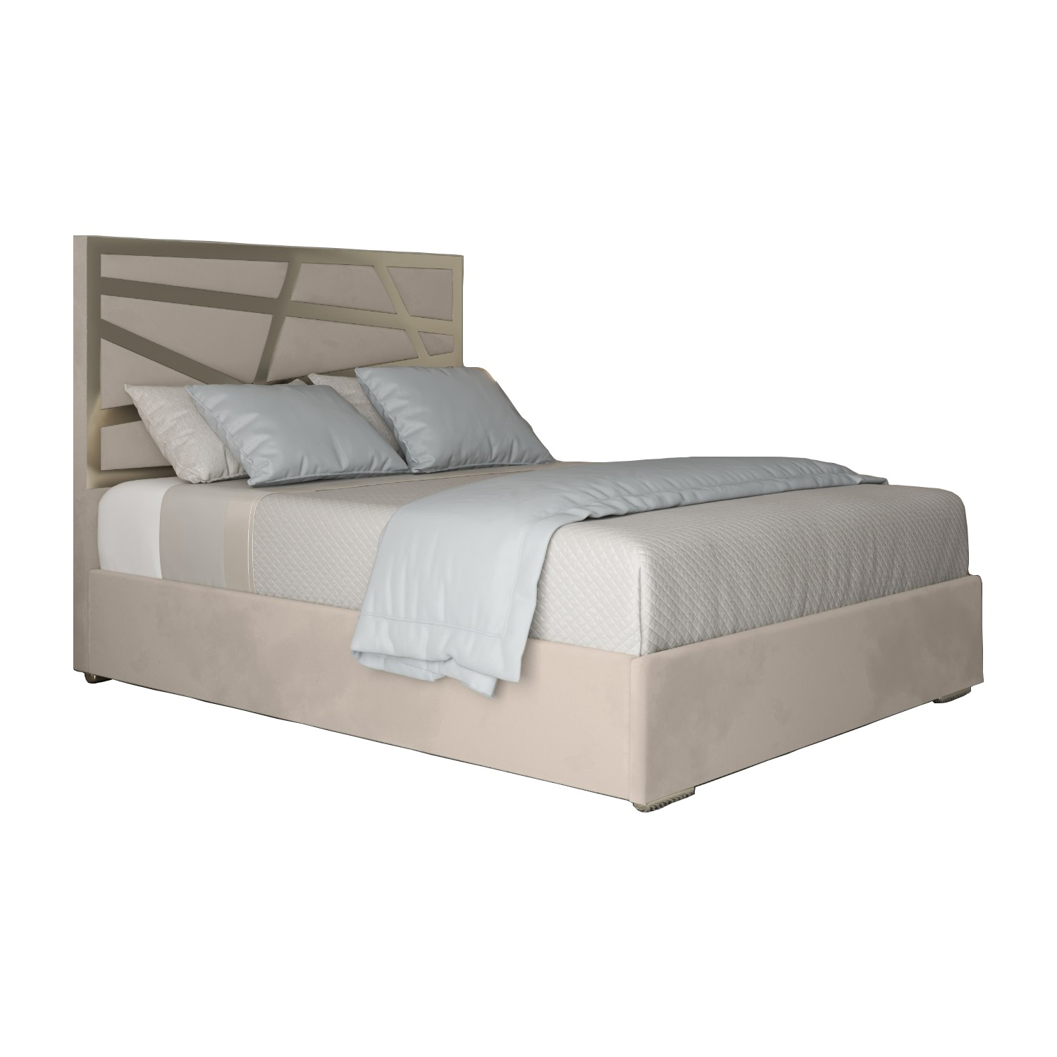 Cloudrest Soft Velvet Upholstered Metal Bed Frame - Cream Small Double