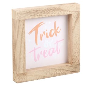 Vibrant Trick Or Treat Wooden Frame Sign