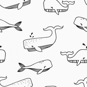 Whale Hello Wallpaper Black and White