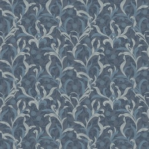 Antique Leaf Wallpaper in Navy