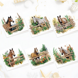 Pack of 6 Horse Cards Diamond Art Kit