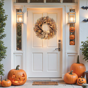 Lifeideas Golden Wheat Ears Thanksgiving Wreath with LED Lights