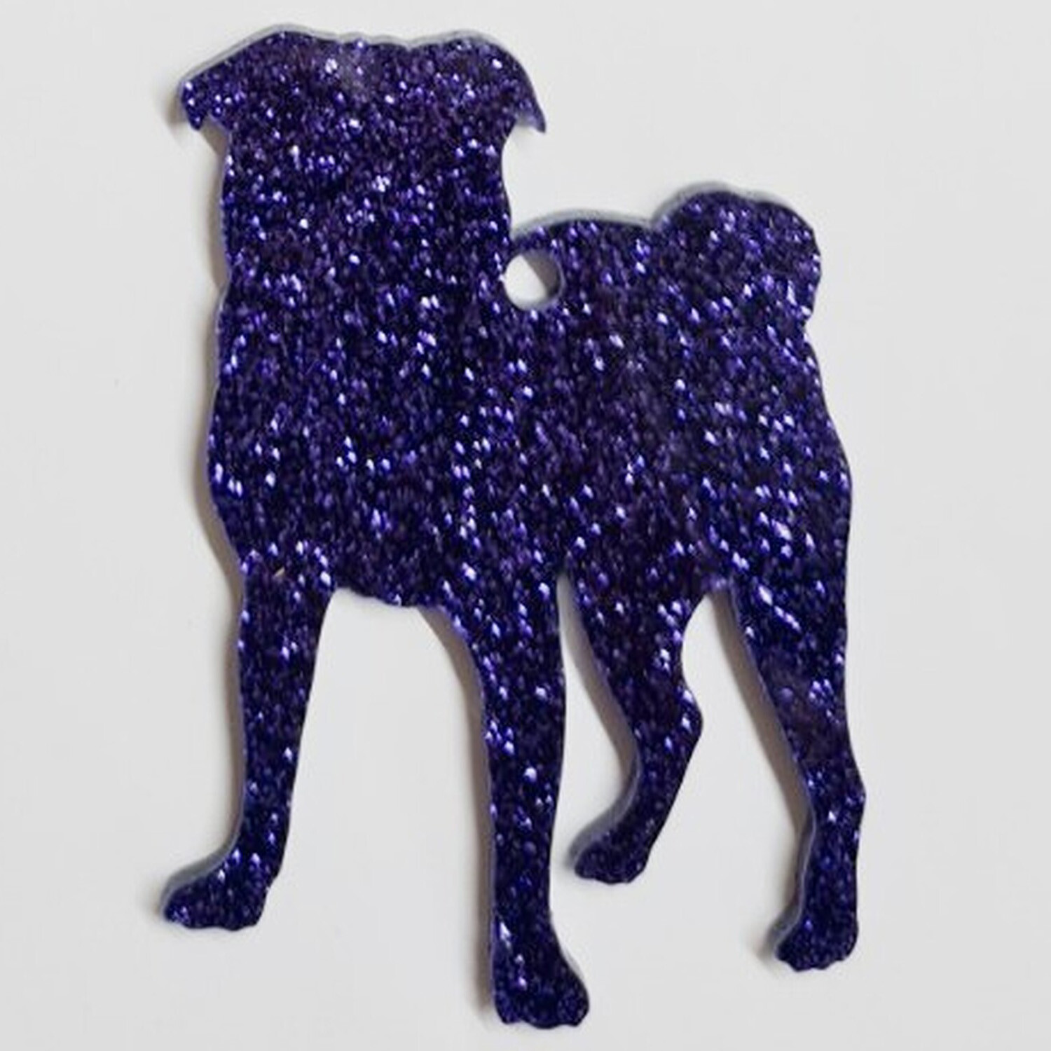 Glitter Pug Style 1 Christmas Decoration - Purple