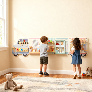 AIYAPLAY 5 in 1 Wooden Busy Board Wall Panels for 3 Years