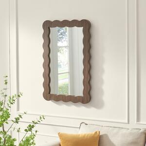 Wiggle Walnut Wood Medium Rectangle 90x60cm Wall Mirror