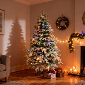 Pre-Lit Lapland Snow Covered Christmas Tree Multicolor LEDs