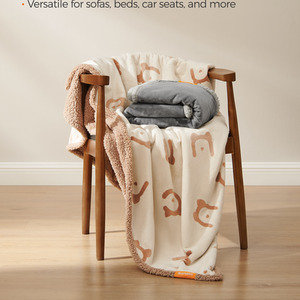 Feandrea Reversible Sherpa Fleece Dog Blanket, Machine Washable