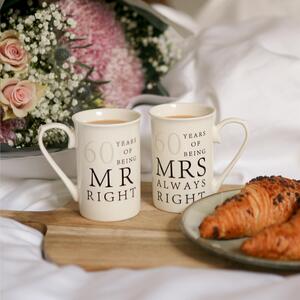 2pc 60th Anniversary New Bone China Mug Set - 300ml
