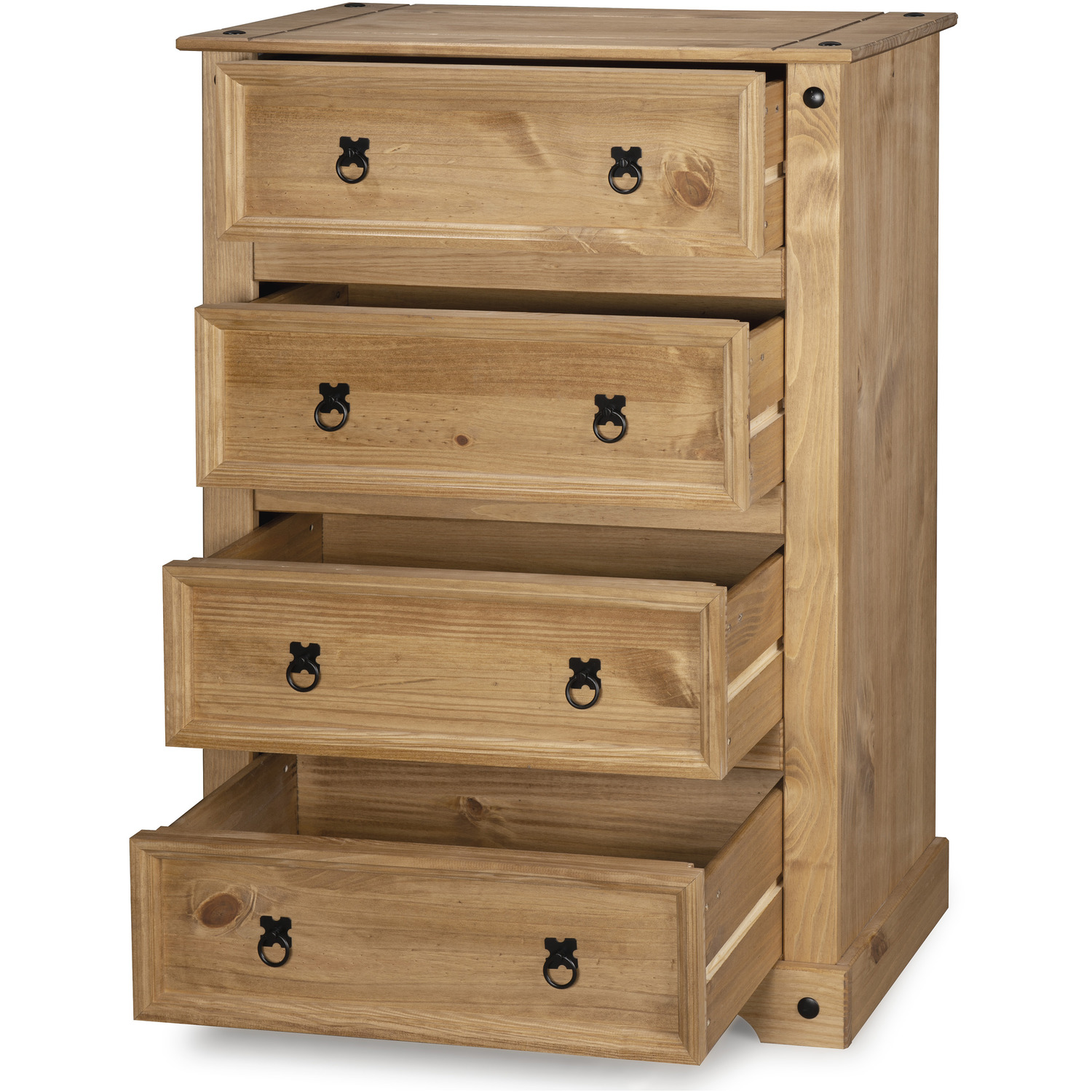 Corona 4 Drawer Chest Of Drawers Tall Solid Mexican Pine - Brown