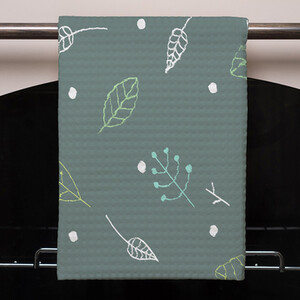Hand Drawn Leaves Kitchen Towel