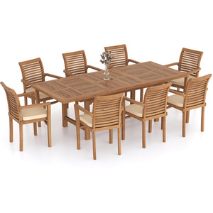 Florence Teak Garden Dining Table and 8 Seat Chair Set