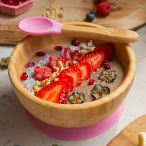 Children's Bamboo Suction Bowl  Spoon Set